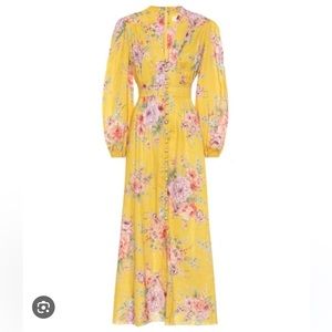 Zimmerman Zinnias floral-print linen midi dress size 1